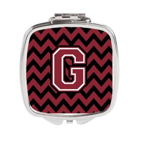 CAROLINES TREASURES Letter G Chevron Garnet and Black Compact Mirror CJ1052-GSCM